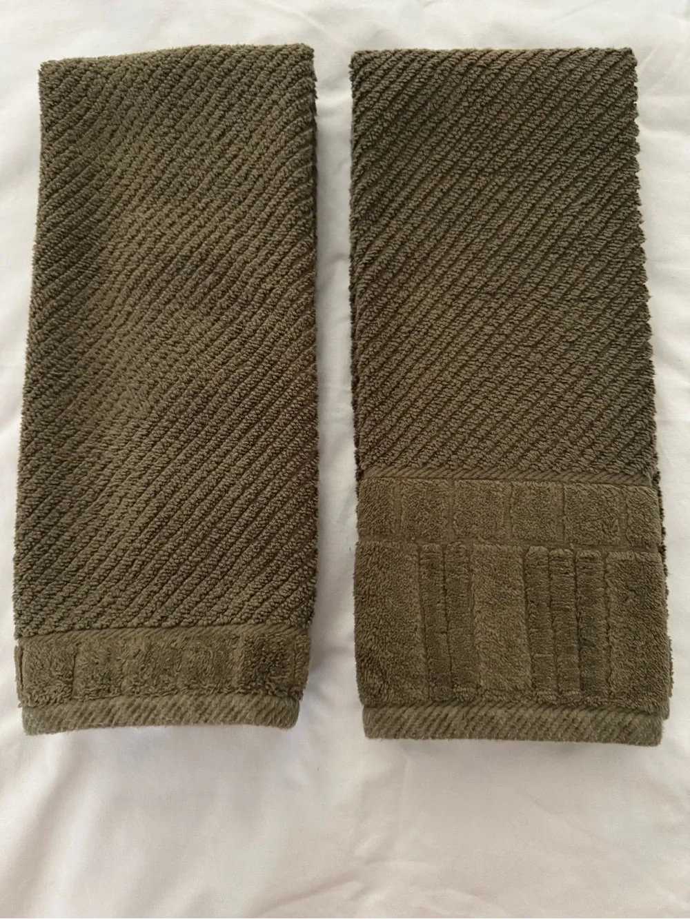 Vintage 2001 Premier by CTC Home Fashions Olive Green Hand Towels | Set of 2 (3)